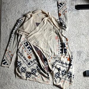 Beige With Multi Color Cardigan